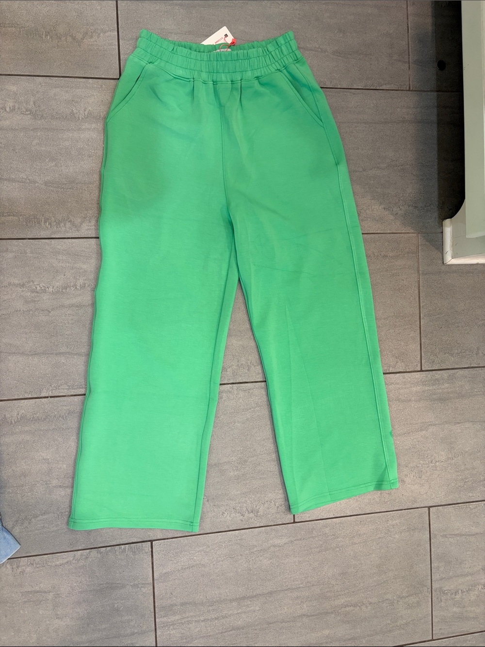 NWT Boutique Woman’s scuba material Kelly Green Elastic-Waist Pants 25 in inseam